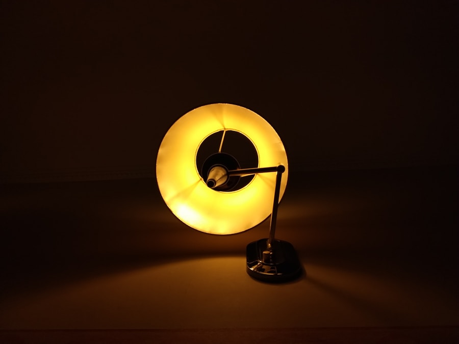 Photo "Table lamp made of cracked glass and brass Retro style living room"