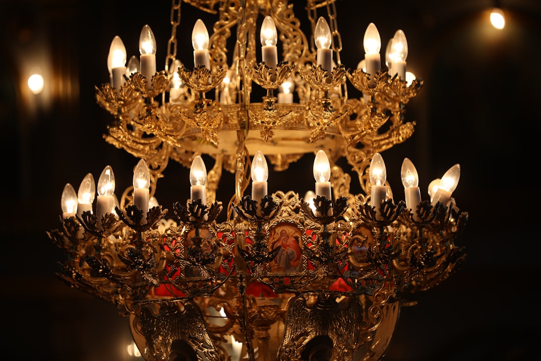 Photo brass chandelier