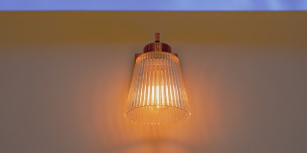 Photo ribbed glass console table lamp